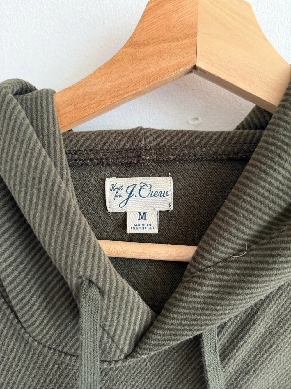 J. Crew Olive Ribbed Hooded Pullover